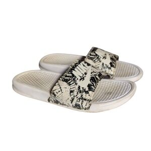 Nike Benassi JDI Sandals Women's Size 8 Black White Athleisure Comfort Casual